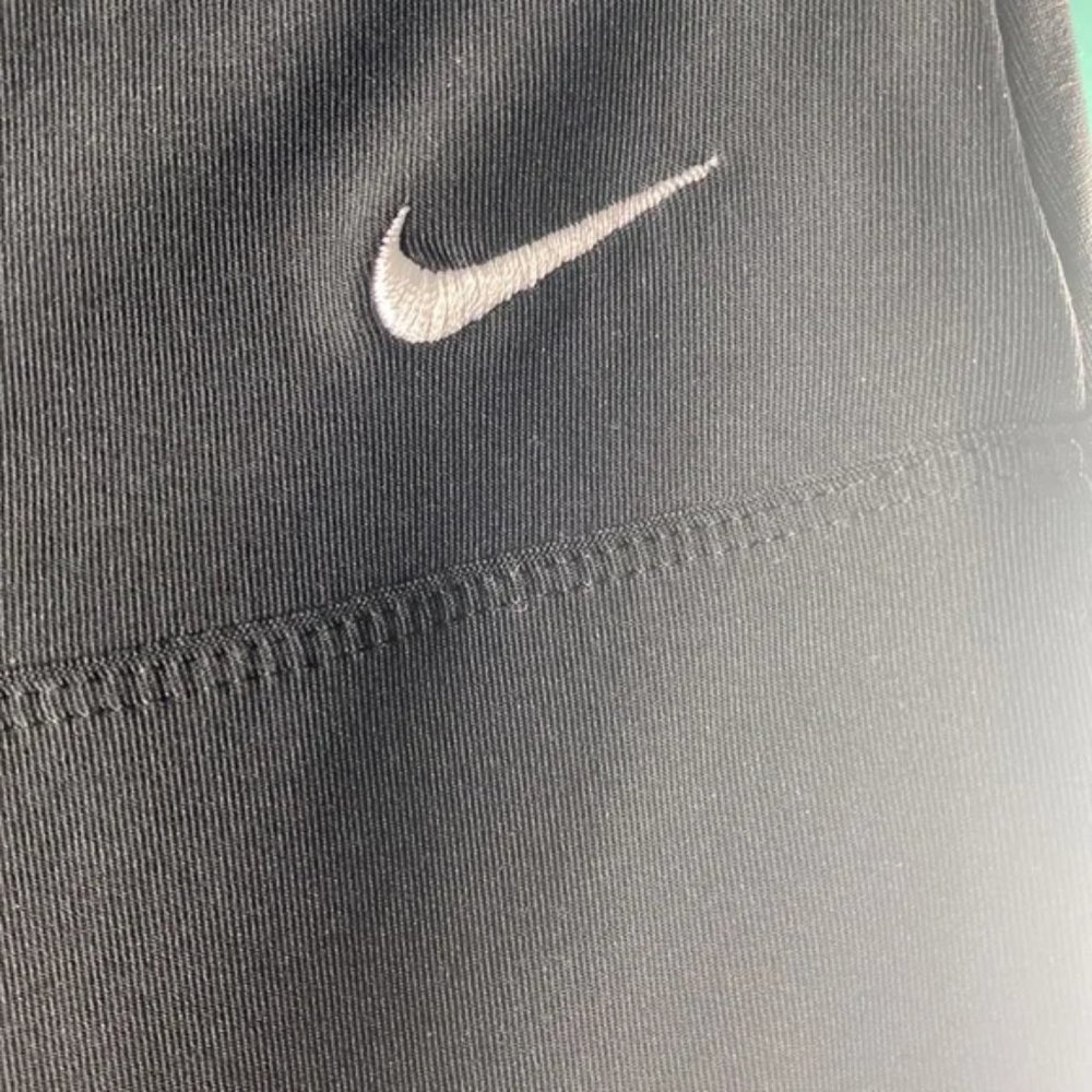 Nike Fit Dry Mid Rise Pure Black Cropped Wide Leg Active Leggings S - Picture 4 of 7